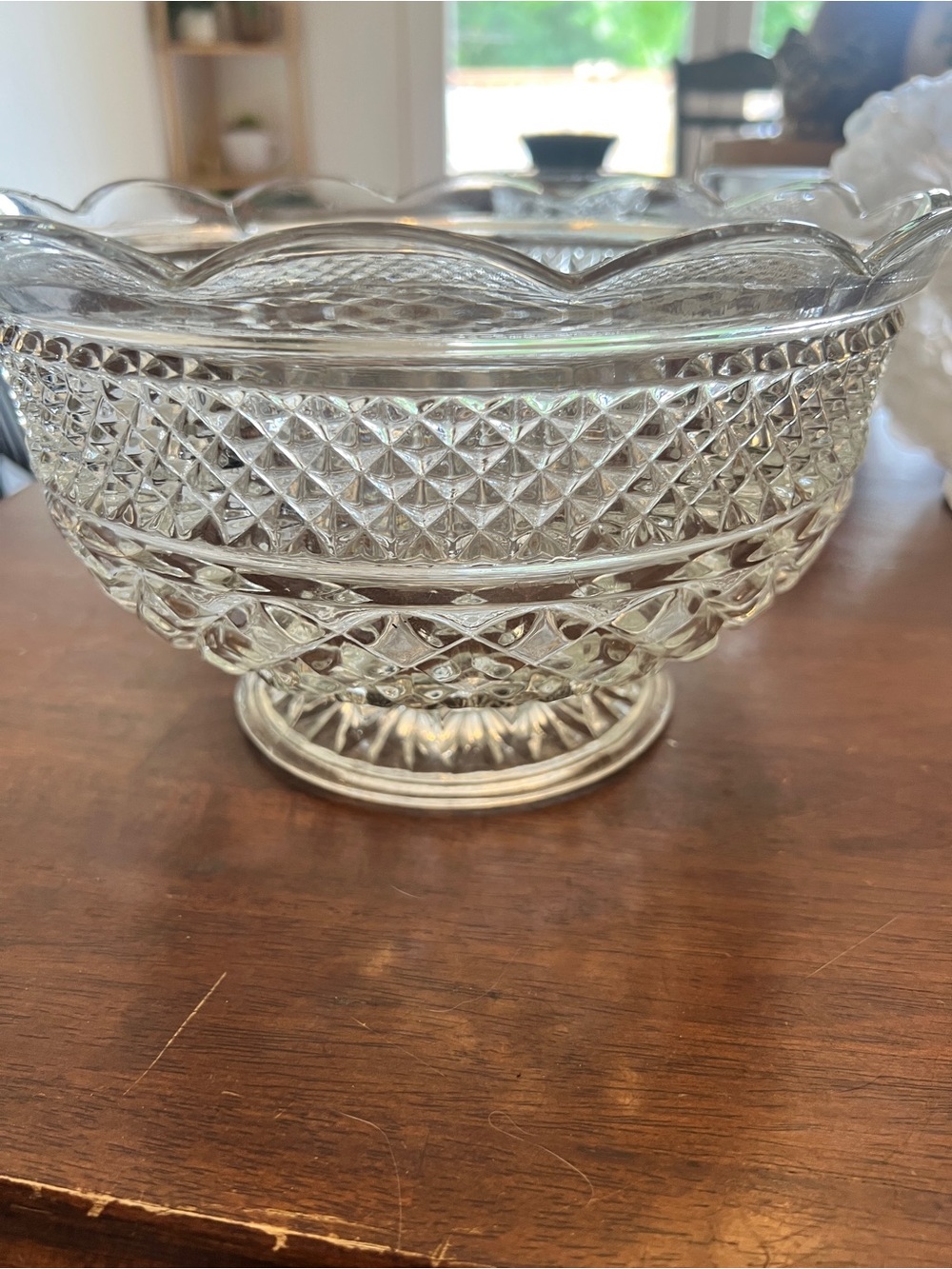 Pressed Glass Pedestal Bowl - Clear
